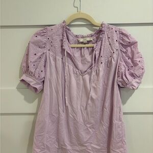 LOFT Lilac Eyelet Blouse